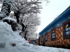 آغاز بارش برف در شهر توریستی سرعین+فیلم